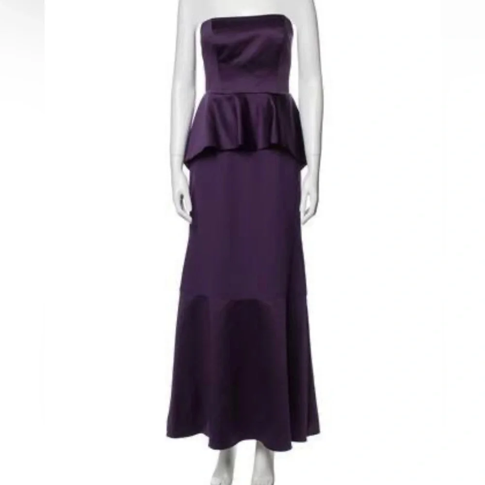 Vera Wang White Trumpet Royal Purple Floor Length Strapless Gown 2